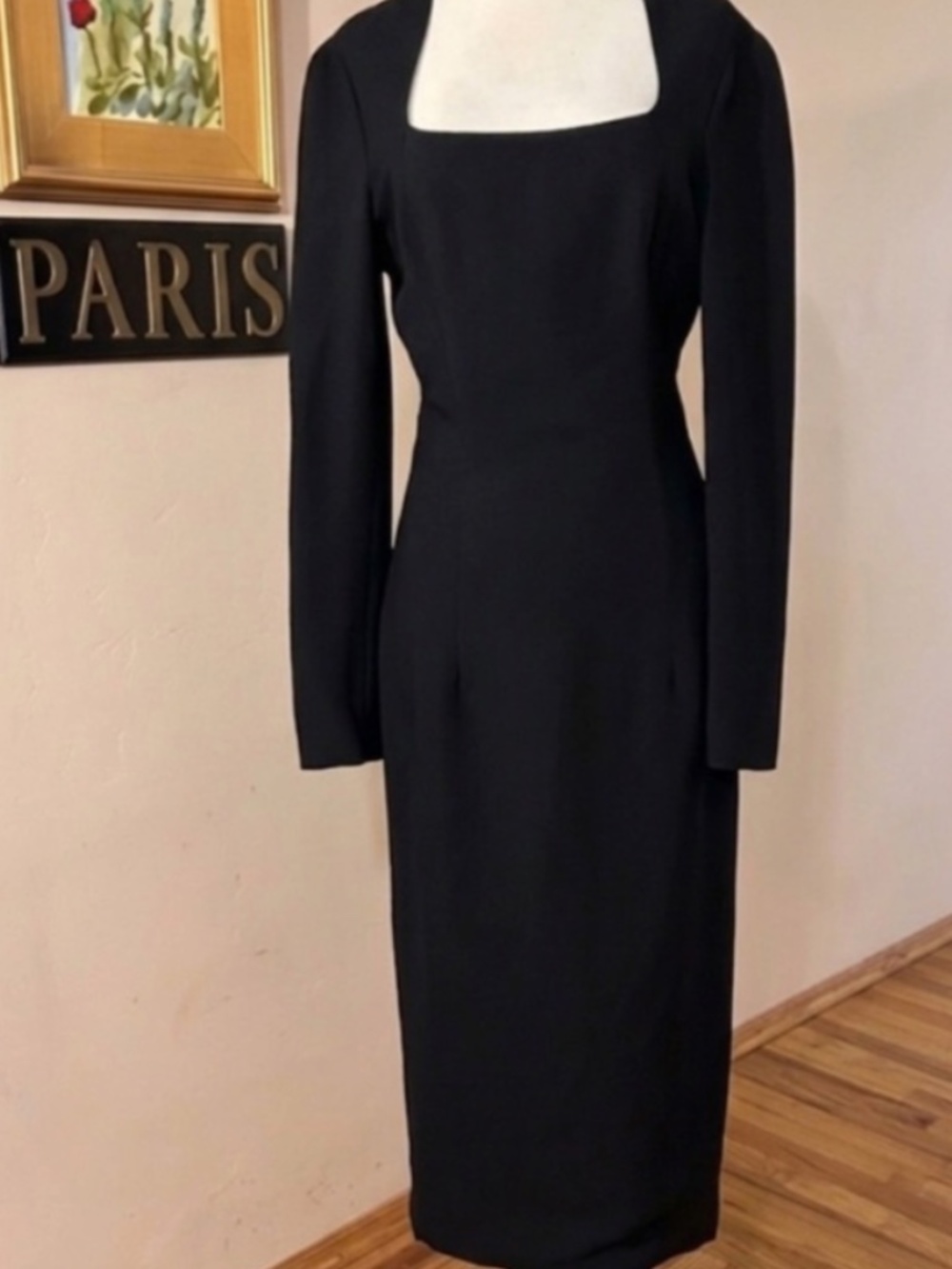 NWT PRADA BLACK CADY MIDI DRESS SIZE 38 ORG. $5400